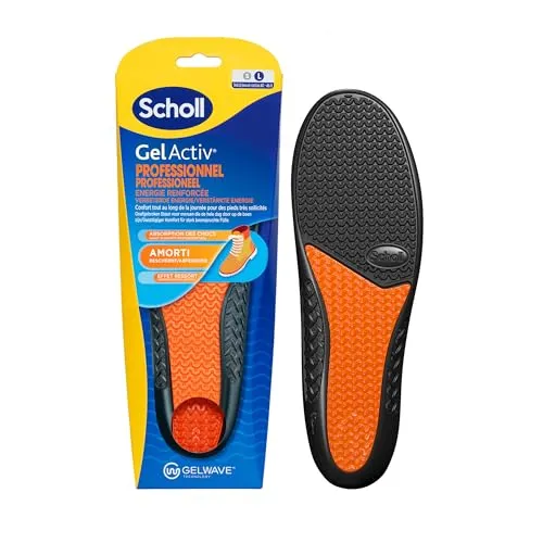 Scholl GelActiv Professional Einlegesohlen – Arbeitsschuhe für Herren – für lang anhaltenden Komfort mit Stoßdämpfung und verstärkter Dämpfung dank GelWave-Technologie – Größe 40 bis 46,5