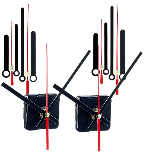 St. Leonhard Uhrwerk elektrisch: 2er-Set Quarz-Uhrwerke mit je 3 Zeiger-Sets in 3 Größen (Ersatz für Wanduhr, Einbau, Uhrenlaufwerke zum Basteln)