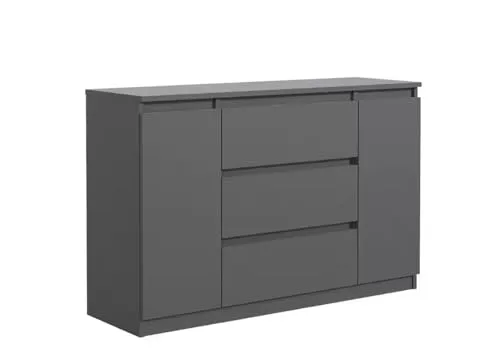 meble masztalerz Kommode 120 cm Breit - Modernes Sideboard - Highboard mit 3 Schubladen - Schubladenschrank - Kommodenschrank für Wohnzimmer, Flur, Schlafzimmer - Antracite 120x78,2x39 cm
