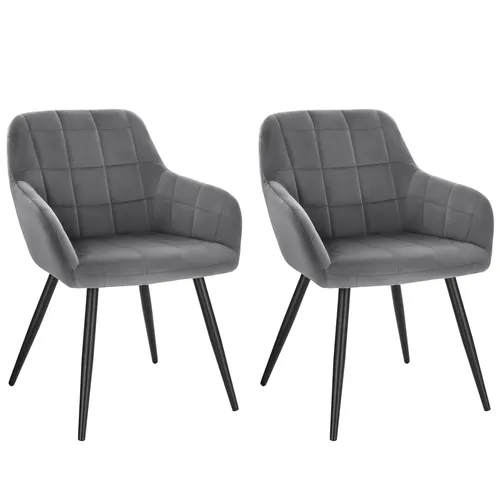 WOLTU Esszimmerstuhl 2er-Set mit Armlehne, Samt und Metallbeinen