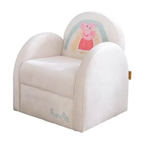 roba Fauteuil Bébé en Velours Peppa Pig - Bequemer Kinder-Sessel mit Armlehnen - Sessel fürs Kinderzimmer mit liebevollem Peppa Pig Design - Ergonomische Sitzhöhe und sichere Armlehnen für komfortables Sitzen und Spielen ab 18 Monaten.