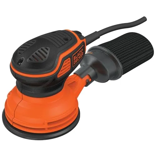 Black & Decker KA199 Exzenterschleifer Schleifmaschine - Exzenterschleifer für präzises Schleifen, ideal für Holz- und Metalloberflächen, sorgt für ein glattes Finish und hohe Benutzerfreundlichkeit.