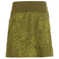 Vishes Minirock Kurzer Damen Baumwoll-Rock Mini-Rock mit Blumen-Spitze bedruckt Festival, Boho, Hippie Style grün 34-36