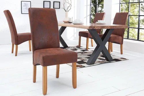 Riess-Ambiente Polsterstuhl CASA vintage braun - Eleganter Esszimmerstuhl mit Microfaser-Bezug und stabilen Massivholz-Beinen. Ideal für stilvolle Akzente in deinem Zuhause.