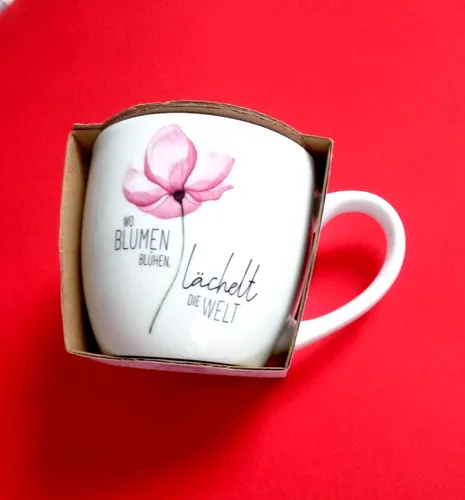 Maxi Groß Becher Kaffeebecher Porzellan Teebecher WO BLUMEN BLÜ.. 400ml LA VIDA