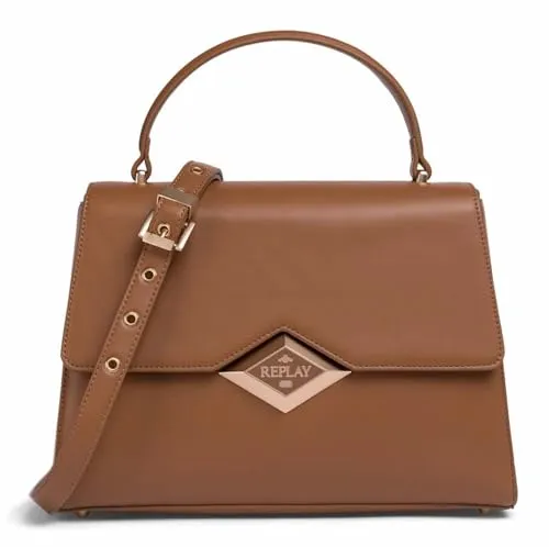 REPLAY Damen FW3764 Handtasche 0212 Caramel Cafe' - Elegante Handtasche aus weichem PU, ideal für den Alltag. Stilvolles Design in Caramel Cafe' für einen modernen Look.