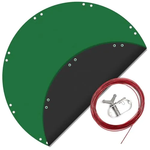 Wiltec Poolabdeckung rund Ø 520 cm, 200 g/m² PE, UV-beständige Abdeckplane, 2in1 Poolplane für Sommer und Winter, schwarz/grün