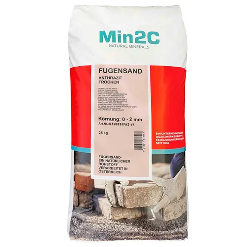 AG-heute Min2C Fugensand 25kg Quarzsand Premium 0.0-2.0mm fein anthrazit