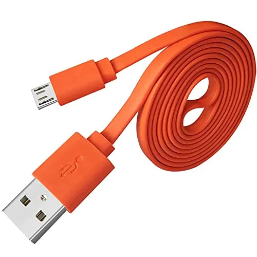 Adhiper Micro USB Flachladekabel für JBL Flip 4, Clip 3, Charge 3, Go 2, Pulse 3, Trip, Link 20, Tune 500BT und UE Boom 2 & 3 Bluetooth Lautsprecher, Schnelllade Ersatz Netzkabel (1m/Orange)