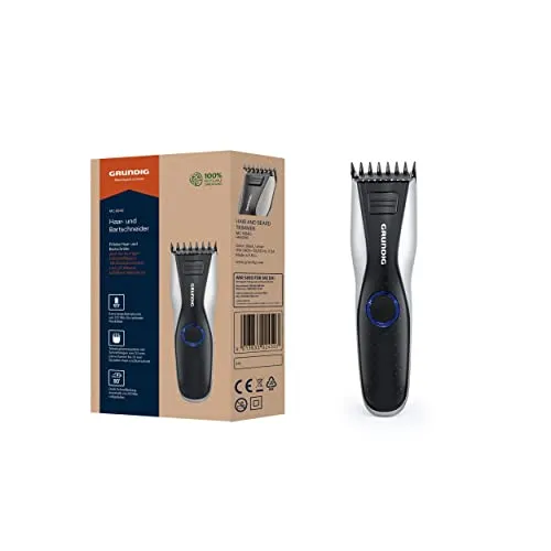 GRUNDIG MC 6840 Bartschneider - Haarschneidemaschinen mit hochwertigem Edelstahl-Klingen für präzise Ergebnisse. 120 Min Akku-Laufzeit und Schnellaufladung für müheloses Styling. In stylischem Schwarz und Silber.