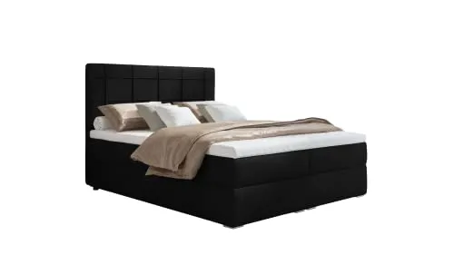 MOONB-3 Bari Boxspringbett 140x200 cm – Dunkelgrau - Luxuriöses Boxspringbett mit Bettkasten und Bonell-Matratze für gesunden Schlaf. Integrierter Stauraum und einfacher Hebemechanismus für bequemes Aufstehen und Einsteigen.