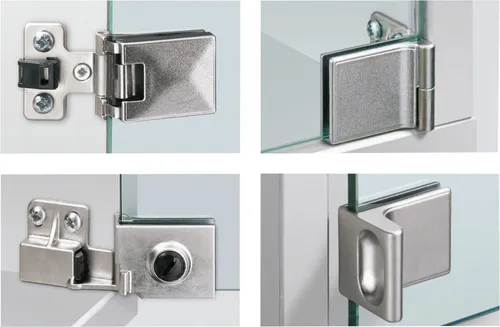 Hettich Glastürscharnier, 69934 matt vernickelt - Hettich Möbelbeschläge, elegantes matt vernickeltes Design für stilvolle Glastüren und hohe Stabilität