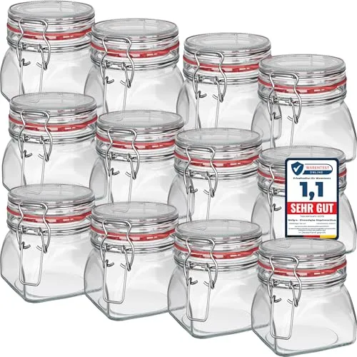WELLGRO Einmachgläser eckig mit Bügelverschluss von Wellgro