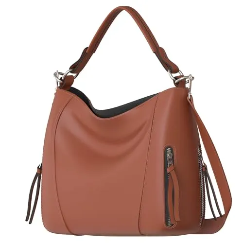 Damen Shopper Tasche aus veganem Leder 30627 in Braun - Geräumige Handtasche mit verstellbarem Schulterriemen für vielseitige Tragemöglichkeiten. Hergestellt aus strapazierfähigem, pflegeleichtem Material - ideal für Alltag und Büro.