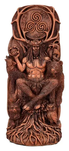 Figuren Shop GmbH Buchstütze Cernunnos Statue – Gehörnter Gott Figur Mystische Buchstütze 23 cm (1 St)