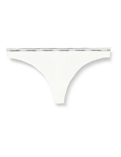 Calvin Klein Damen String mit Logobund, Weiß (White), XS