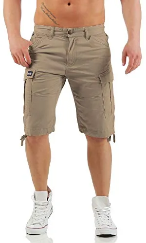 Big Seven Brian Cargo Shorts Comfort Herren - Beige (Moon Rock) - Bequeme Cargo-Shorts im Regular Fit mit praktischen Gesäß-Pattentaschen und aufgesetzten Seitentaschen. Ideal für den Alltag, aus 98% Baumwolle für hohen Tragekomfort.