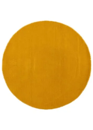 carpetfine Gabbeh Lola Wollteppich Rund Gelb Ø 80 cm in gelb von carpetfine