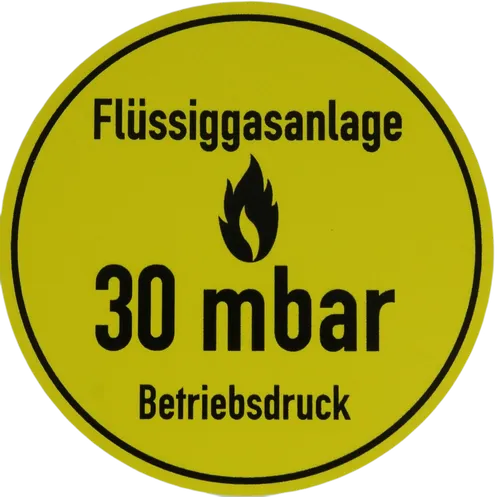 Produktbild Betriebsdruckaufkleber 30 mbar Aufkleber Gas Druck Pflicht für G607 Gasprüfung