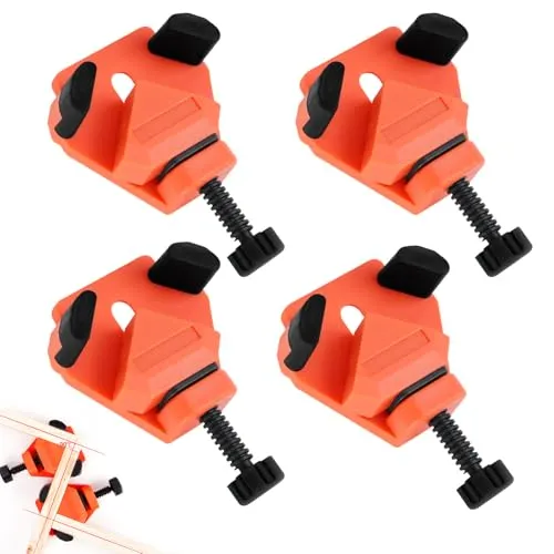 xiruiubao 4 Stück Winkelspanner 90 Grad, Verstellbarer Eckspanner Gehrungsklemme, Eckzwinge für Brettstärken von 1-22mm, Winkelzwinge für Holzarbeiten Bilderrahmen Staffelei