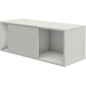 Kerkmann Wandregal weiß, grafit 100 x 40 x 36 cm - Büroregal mit wendbarer Schiebetür, bietet stilvollen Stauraum und schützt Ihre Gegenstände durch robuste Melaminharzbeschichtung.