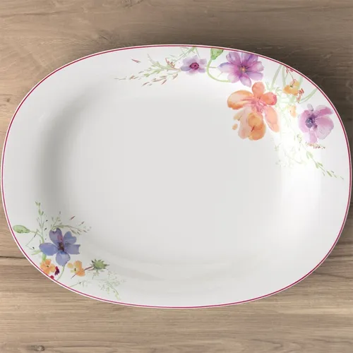 Villeroy & Boch Mariefleur Basic Servierplatte 34 cm - Servierplatten & -schalen, Mehrfarbige Porzellanplatte mit elegantem Design, ideal für festliche Anlässe und tägliche Mahlzeiten.