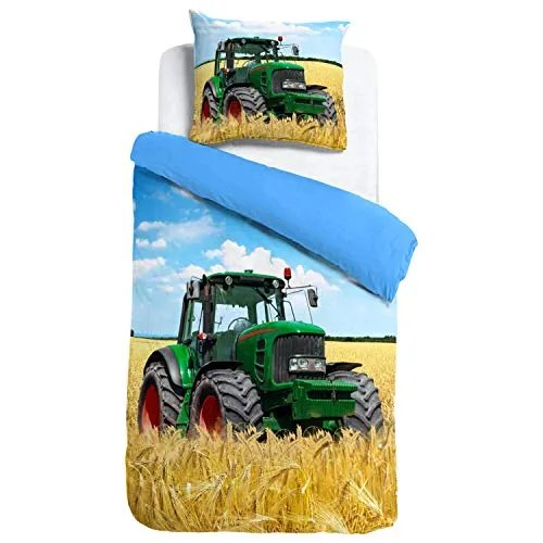 ESPiCO Kinderbettwäsche Traktor - 2-teiliges Set für kleine Trecker-Fans - Bettwäsche-Set aus Renforcé mit Traktor-Motiv, atmungsaktiv und temperaturausgleichend für erholsamen Schlaf das ganze Jahr über.
