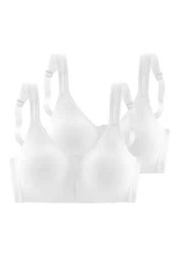 petite fleur Soft-BH (Packung, 2 Stück) ohne Bügel mit Spitzen-Details
