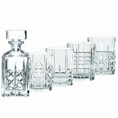 Nachtmann Gläser-Set Highland Whisky Set 5 tlg. - Elegantes 5-teiliges Kristallglas-Set für Whisky-Liebhaber, spülmaschinenfest und mit hochwertigem Schliff-Design – ideal für stilvolle Abende zu Hause.