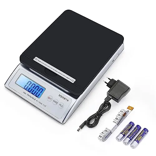 MUNBYN Paketwaage Versand Tischwaage Max 30kg Postal scale Briefwaagen Netz & Batteriebetrieb möglich 1,5 V x 3 AAA Elektrische Waage Professionelle Paketwaage mit LCD Display Tara-Funktion