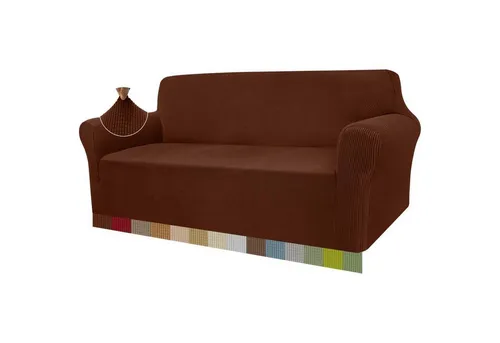 LuxusKollektion Stretch Sofabezug Jacquard für 3-Sitzer Sofa in Kaffee - Schütze dein Sofa stilvoll mit unserem hochwertigen Stretch Sofabezug aus Jacquard in Kaffee. Ideal für Haushalte mit Haustieren – schützt vor Kratzern und Schmutz, während er sanft anliegt. Maschinenwaschbar für einfache Pflege.