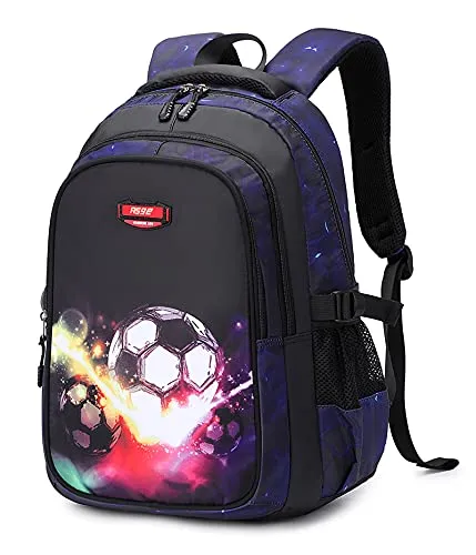 Asge Schulrucksack Jungen Teenager Schultaschen Mädchen Ranzen Ergonomischem Kinder Rucksäcke Fußball Druck Schulranzen für 8 10 16 Jahre School Bags for Boys Wasserdicht Groß für Schule
