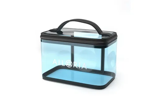 Ailoria Vanity Kosmetiktasche Blau - Reisetasche aus wasserdichtem PVC, ideal für Reisen und Zuhause, mit großer Öffnung und Tragegriff für einfachen Zugriff und vielseitige Nutzung.