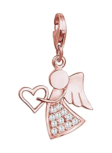 Nenalina Herz Engel Karabiner Charm Anhänger in rosegold von Nenalina