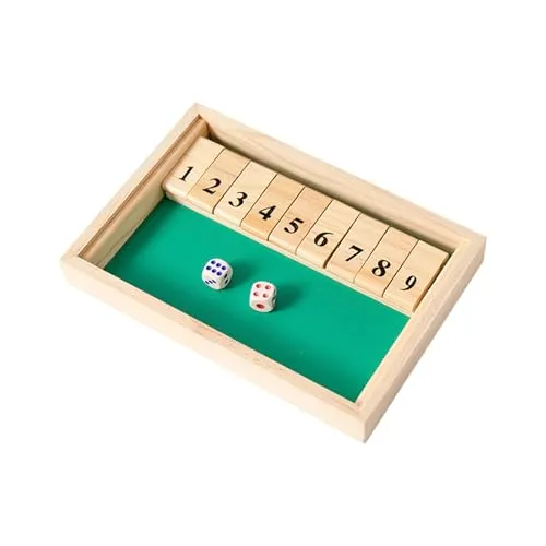ZHITENG Shut The Box Spiel, Klappbrett Spiel Würfelspiel aus Holz 1 Spieler | Familie Holzbrett Tisch Klassisches Holz Brettspiel mit 2 Würfe Mathematik Lernspielzeug, für Party Kneipe