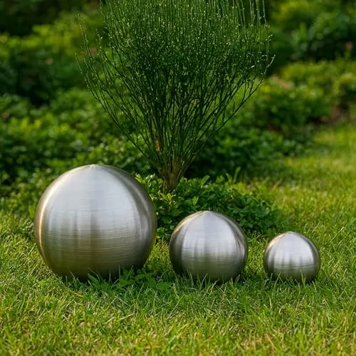Köhko 3er Edelstahlkugeln-Set-02 Ø 8-10-15 cm Dekokugel aus gebürstet-matten Edelstahl