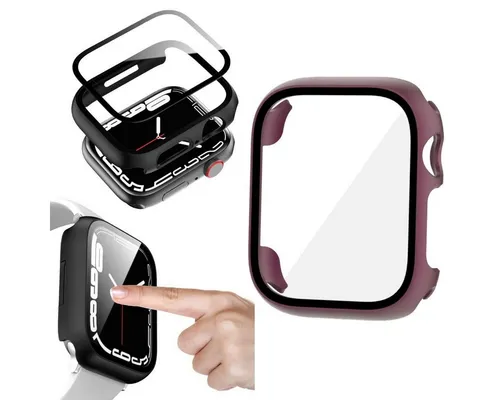 Wigento Smartwatch-Hülle Für Apple Watch Series 9 8 7 45mm / 6 SE 5 4 44mm 2 in 1 Hülle + Glas