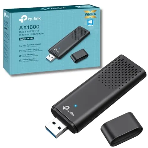 TP-Link Archer TX20U WiFi Dongle, AX1800 Wireless Wi-Fi 6 USB WiFi Adapter für PC/Laptop, Dual Band USB 3.0 SuperSpeed Wi-Fi Dongle, MU-MIMO, Niedrigere Latenz, Hochsicheres WPA3, Unterstützt Windows
