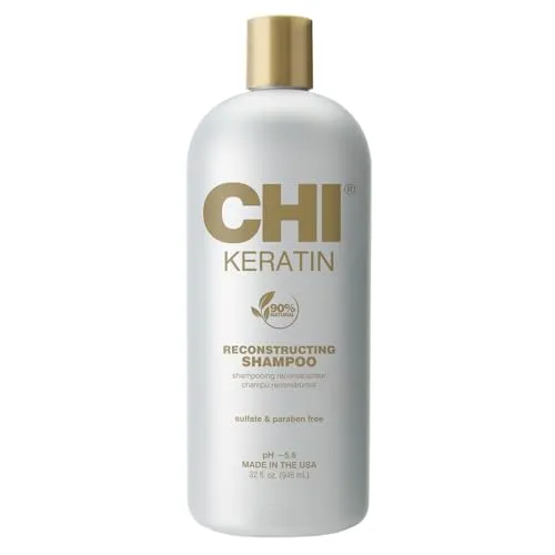 CHI Keratin Shampoo 946 ml für trockenes Haar - Hochwertiges Haarshampoo für Damen, reinigt sanft und stärkt die Haarfasern für mehr Glanz und Volumen, ideal für trockenes und ungeschmeidiges Haar.