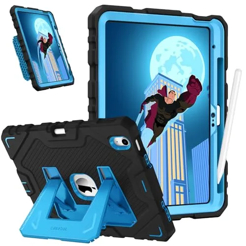 Fintie Kinder Hülle für iPad 11. Generation 2025 11 Zoll (A16), iPad 10. Generation 10.9 Zoll 2022 - robuste, stoßfeste Ganzkörper-Schutzhülle mit integriertem Ständer für Kinder, Schwarz/Blau