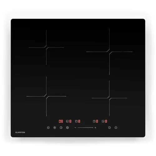 Klarstein PowerGlide Induktionskochfeld - 4-Zonen Herd mit 7800 W Power Boost - Kochfelder mit 4 Induktionszonen, 9 Heizstufen und SenseControl für präzise Wärme und schnelles Kochen. Elegantes 60 cm Design mit Sicherheitsfunktionen für stressfreies Kochen.