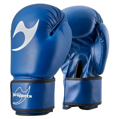 Ju-Sports Boxhandschuhe 10 oz. - Training, blau I PU-Kunstleder Boxhandschuh mit angenähtem Daumen & Klettverschluss I Box Handschuh für Herren & Damen
