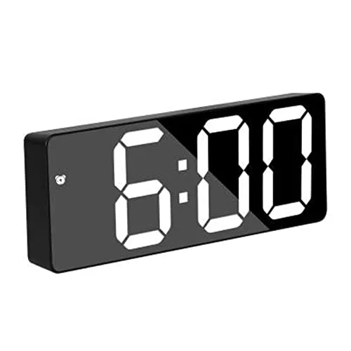 Alarm TSV Clock Mirror LED Display Digital Clock with Temperature, Snooze, Adjustable Brightness,Date Calendar,USB Port Night Light
