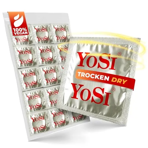 YOSI Markenkondome „Trocken“ (Dry) - ohne Gleitgel - reguläre Passform - 53 mm Breite - Marken Kondome trocken - Condoms for men - 1000 Stück (20 x 50 Stück) 1000