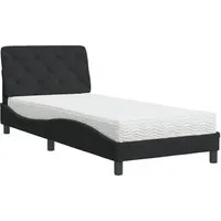 vidaXL Bett mit Matratze Schwarz 80x200 cm - Samt für erholsamen Schlaf - Stylisches Bett mit 3-lagiger Schaumstoffmatratze, die optimalen Komfort und Unterstützung bietet. Das elegante Wellen-Design macht es zum Blickfang in jedem Schlafzimmer.