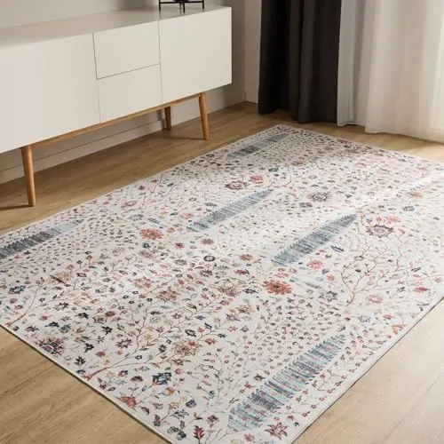 benuta Basic Waschbarer Teppich George - Multicolor 60x120 cm - Teppich im Vintage-Stil, maschinenwaschbar bei 30° für einfache Pflege und mit Anti-Rutsch-Rückseite für sicheren Halt - ideal für Wohnzimmer, Schlafzimmer oder Büro.