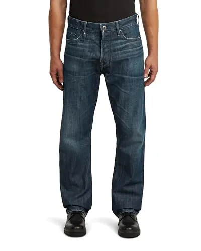 G-STAR Men's Dakota Regular Straight Jeans - Blau, 36 W/36 L - Klassische 5-Pocket-Jeans mit Knopfverschluss, aus robustem 13-oz-Denim für hohen Tragekomfort und Langlebigkeit. Ideal für den täglichen Gebrauch.