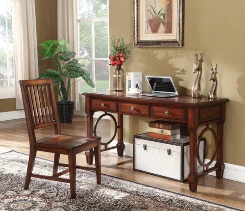 Büromöbel Komplettset für Home Office – Schreibtisch & Schrank - Komplettset für Ihr Arbeitszimmer: Eleganter Schreibtisch mit 3 Schubladen, aus hochwertigem Holz. Ideal für ein stilvolles und funktionales Arbeitsumfeld.