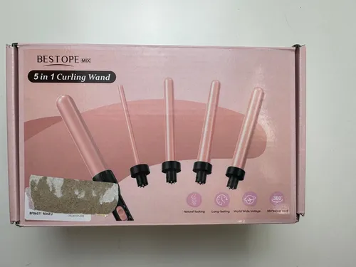BESTOPE MIX Lockenstab 5 in 1 - Vielseitiger Lockenstab mit 5 Aufsätzen für große und kleine Locken, schnelles Aufheizen und 2 Temperaturstufen für individuelles Styling, ideal für jedes Haartyp.