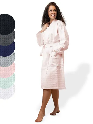 SIEGENTHAL Morgenmantel ® Damen Bademantel Waffelpique - Eleganter Morgenmantel aus 100% Baumwolle mit Schalkragen, pflegeleicht und langlebig, ideal für stilvolle Entspannung. Praktische Taschen und saugfähiger Waffelpique sorgen für Komfort.